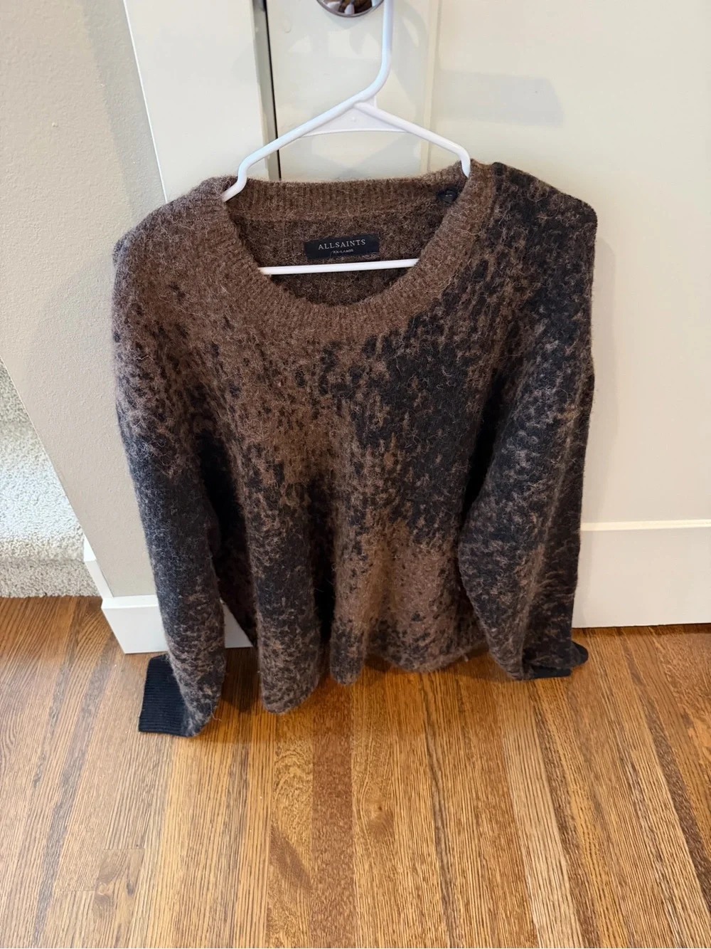 All Saints Brown and Black Marled Crewneck Sweater - Men's